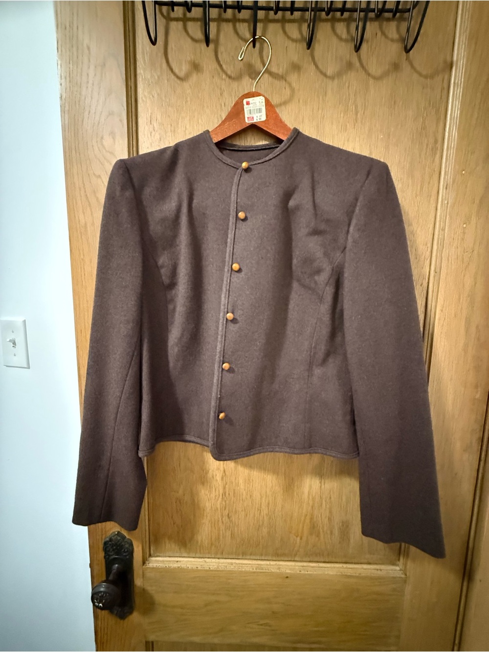 Pendleton Brown Wool Button-Front Cropped Blazer. Academia and autumn collide.